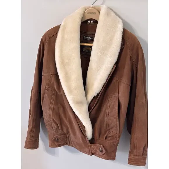 VTGWilson's Adventure Bound sueded leather brown bomber jacket w/thinsulateSMALL - Picture 2 of 13